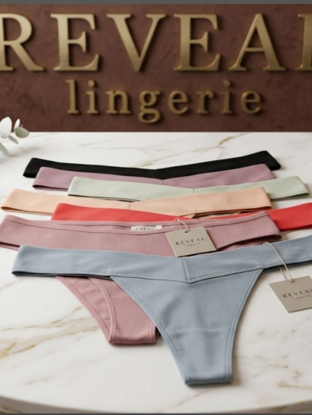 REVEAL LINGERIE 7-PACK V-FRONT RIBBED THONGS (SIZE 3X)